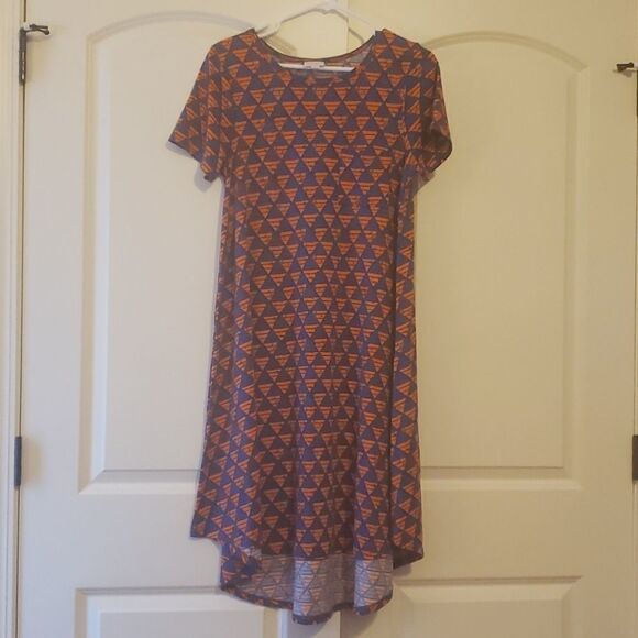 LULAROE Carly Blue Orange Triangles Sz S NWOT‎ - Picture 1 of 5